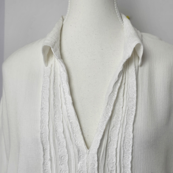 O'Neill White Short Sleeve Boxy V-neck Lightweight Blouse, Sz L (Ptp 26") - Picture 4 of 8